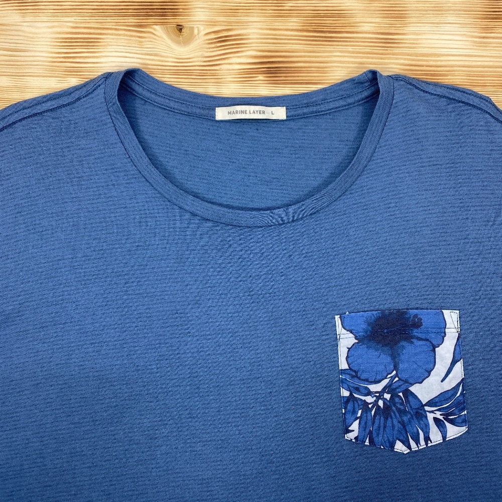 MARINE LAYER Men's Contrasting Pocket Tee Sz L